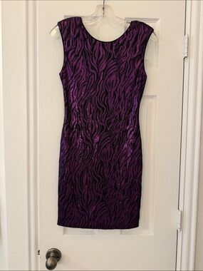 Charlotte Russe Purple Sequin Zebra-Pattern Midi Dress